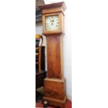 A 19th Century pine longcase clock, the 28cm painted square dial with date aperture and thirty