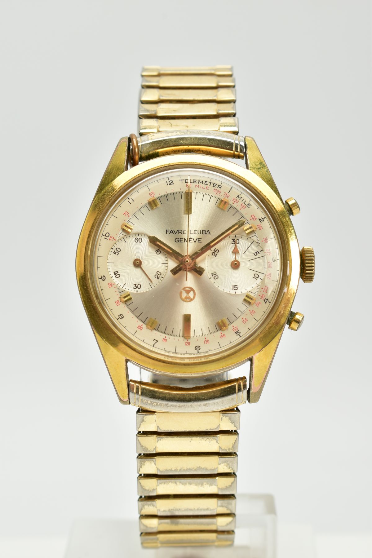 A GENTS 'FAVRE-LEUBA' GENEVE WRISTWATCH, gold tone dial, baton markers, gold tone hands, two