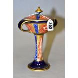 A WILLIAM MOORCROFT FOR JAMES MACINTYRE & CO, an Aurelian ware twin handled chalice and cover, the