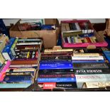FOUR BOXES OF BOOKS, subjects include autobiographies, biographies, crime, 20th/21st century
