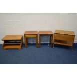 TWO MID 20TH CENTURY TEAK NEST OF THREE TABLES, smallest table missing to one nest, together with