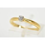 A MODERN 18CT GOLD DIAMOND SINGLE STONE RING, a modern round brilliant cut diamond together with a