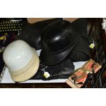A QUANTITY OF VINTAGE MOTORCYCLE CLOTHING, a J Compton, Sons & Webb Lts, 'The Corker' helmet, a