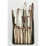 EIGHTEEN GEORGE III SILVER HANDLED KNIVES, to include ten large and three smaller knives, each