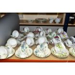 ROYAL ALBERT FLOWER OF THE MONTH SERIES CUPS AND SAUCERS, complete set plus spares, June, October