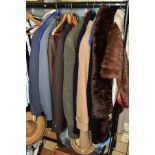VARIOUS LADIES/GENTS COATS, SUITS, STOLES, HATS etc, to include a John Collier pure new wool grey