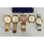 A SELECTION OF GENTS WRISTWATCHES, to include four watches such as a 'Talis' automatic, red dial,