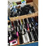 TWO BOXES OF USED MOBILE PHONES AND CABLES, etc, including Nokia, Samsung, Sony Xperia, htc, LG T