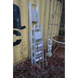 TWO ALUMINIUM STEP LADDER'S, together with a vintage sack truck (3)