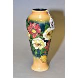 A MOORCROFT POTTERY COLLECTOR CLUB 'VICTORIANA' PATTERN VASE, by Emma Bossons, orange ground,