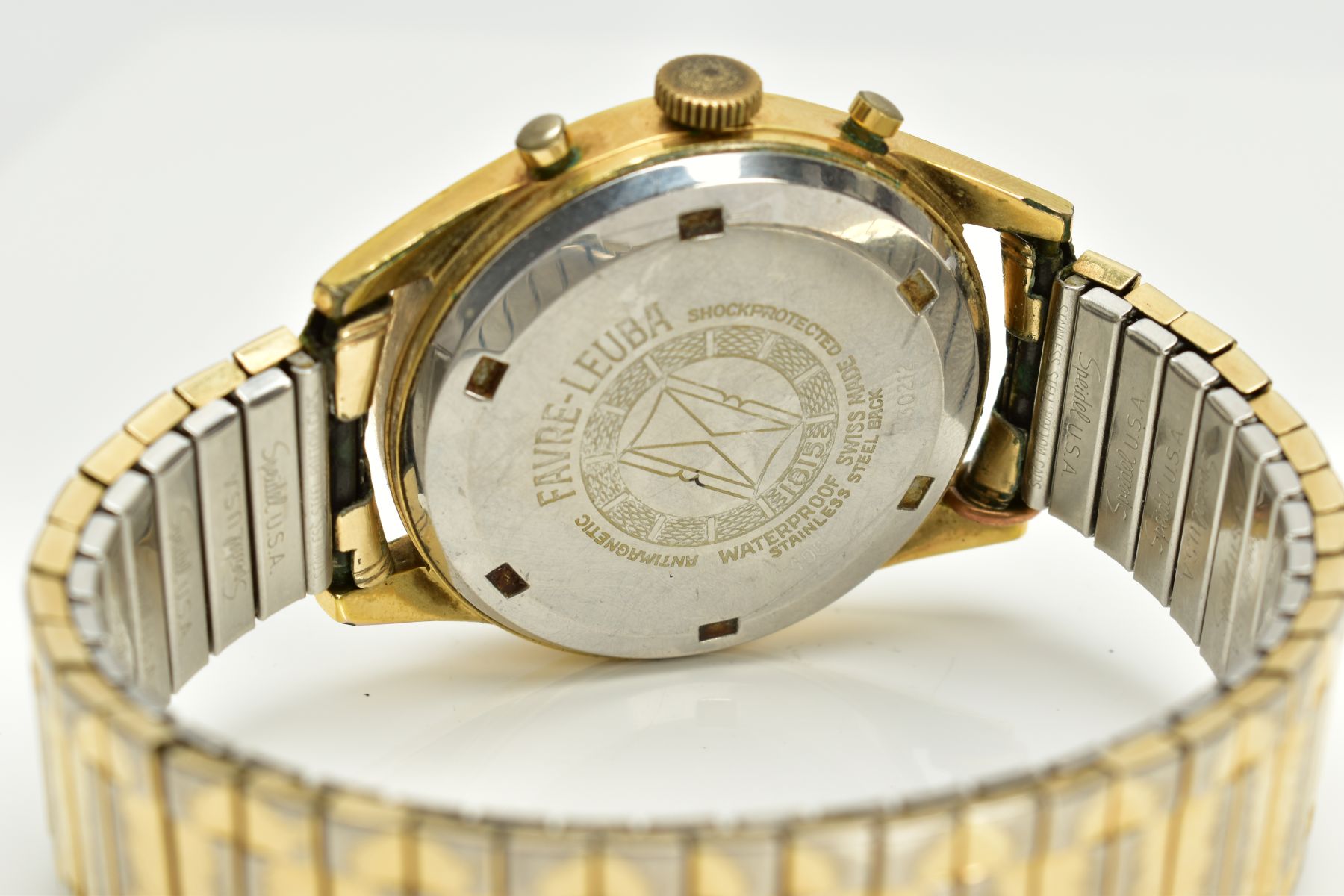 A GENTS 'FAVRE-LEUBA' GENEVE WRISTWATCH, gold tone dial, baton markers, gold tone hands, two - Image 4 of 5