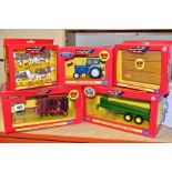FIVE BOXES BRITAINS FARMYARD MODELS AND ACCESSORIES, Ford 5000 tractor No 42196, Vaderstad Seed