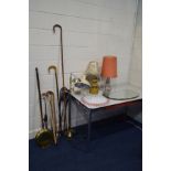 A COLLECTION OF MISCELLANEOUS, to include a vintage Pifco radiant heat lamp, two table lamps with