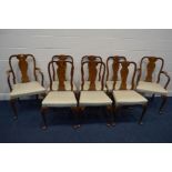 A SET OF EIGHT REPRODUCTION SPLAT BACK CHAIRS with acanthus front legs including two carvers (some