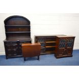 A PRIORY OAK DRESSER with two drawers, width 122cm x depth 46cm x height 190cm together with an