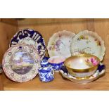 A GROUP OF LATE 19TH AND 20TH CENTURY ROYAL WORCESTER PORCELAIN, several pieces with extensive