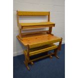 A PINE KITCHEN TABLE, length 122cm x depth 75cm x height 74cm with matching pair of benches and