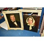 A HEAD AND SHOULDERS PORTRAIT OF A VICTORIAN GENTLEMAN, unsigned oil on canvas, framed, size