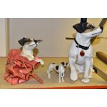 THREE LEONARDO COLLECTION DOG FIGURES, comprising a seated Jack Russell Terrier, height 35cm, a Jack