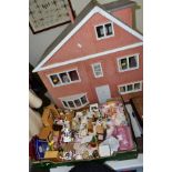 A WOODEN DOLLS HOUSE, modelled as a modern detached house named 'Avon Lea' two storey house with