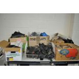 SIX TRAYS CONTAINING VINTAGE CAR PARTS including seat and lap belts, head and tail light, wheel
