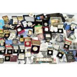 A LARGE BOX OF MAINLY UK AND ROYAL MINT BOXED COINS, to include a silver proof Mary Rose Piedfort