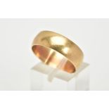 A 9CT GOLD WIDE WEDDING BAND, plain polished design, hallmarked 9ct gold Sheffield, ring size T,