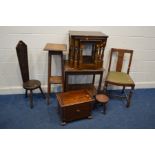 A QUANTITY OF OCCASIONAL FURNITURE, to include an oak nest of three tables, oak spinning chair,