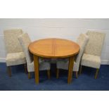 A MODERN GOLDEN OAK CIRCULAR DINING TABLE, diameter 110cm x height 79cm (extending leaf faulty, sd