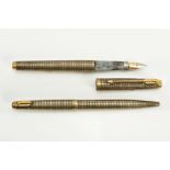 A CASED TWO PIECE PARKER SET, to include a 'Sterling & 14k G.F' ball ;point pen and fountain pen,