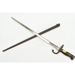 A FRENCH T-BACK SWORD BAYONET for the M-1874 Gras French Rifle, top of the blade is marked 'M-de-