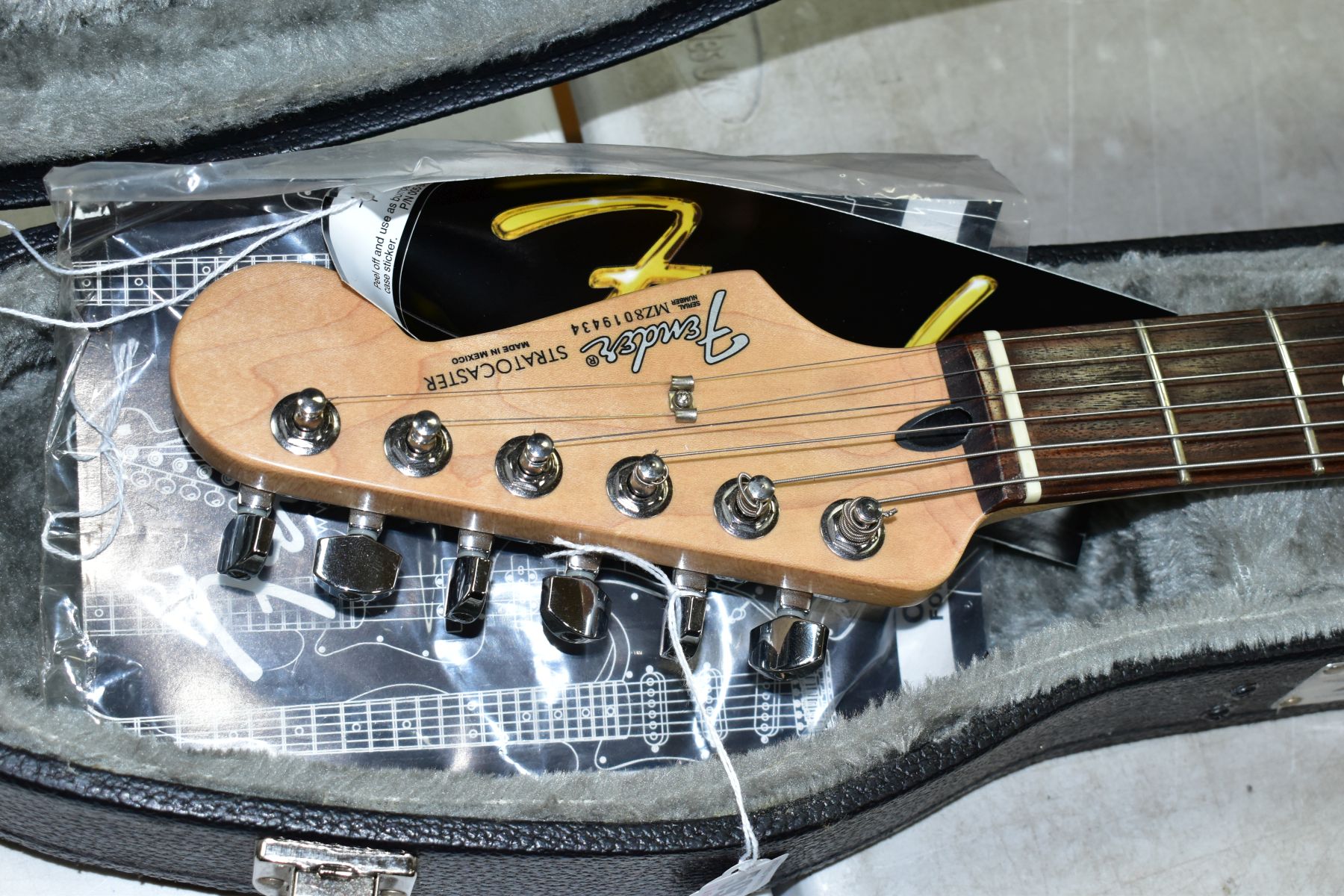 A 2008 MEXICAN FENDER STRATOCASTER Ser No MZ 8019434 in white with white scratch plate, pickup - Image 2 of 7