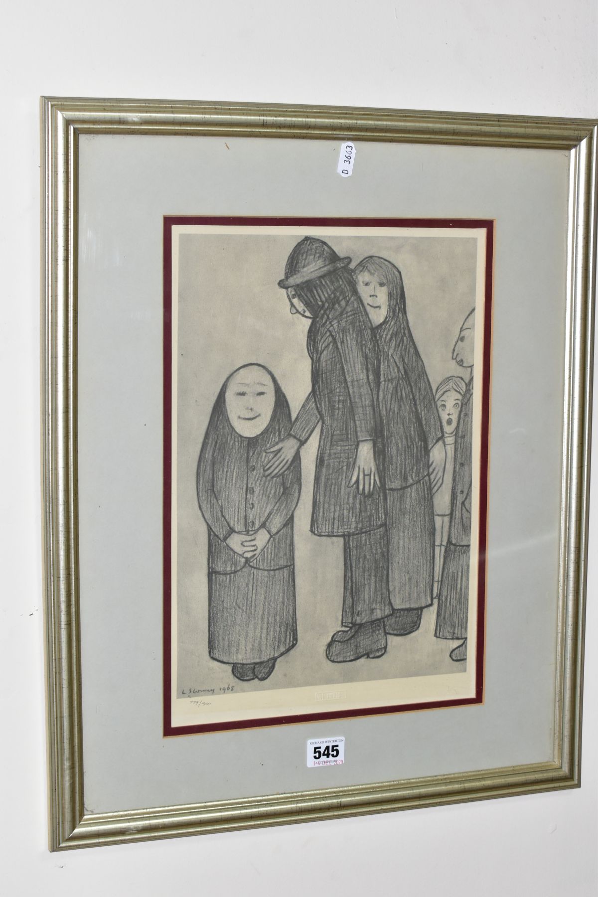 L.S. LOWRY (1887-1976) 'FAMILY DISCUSSION' a limited edition print of a family 779/850, published in