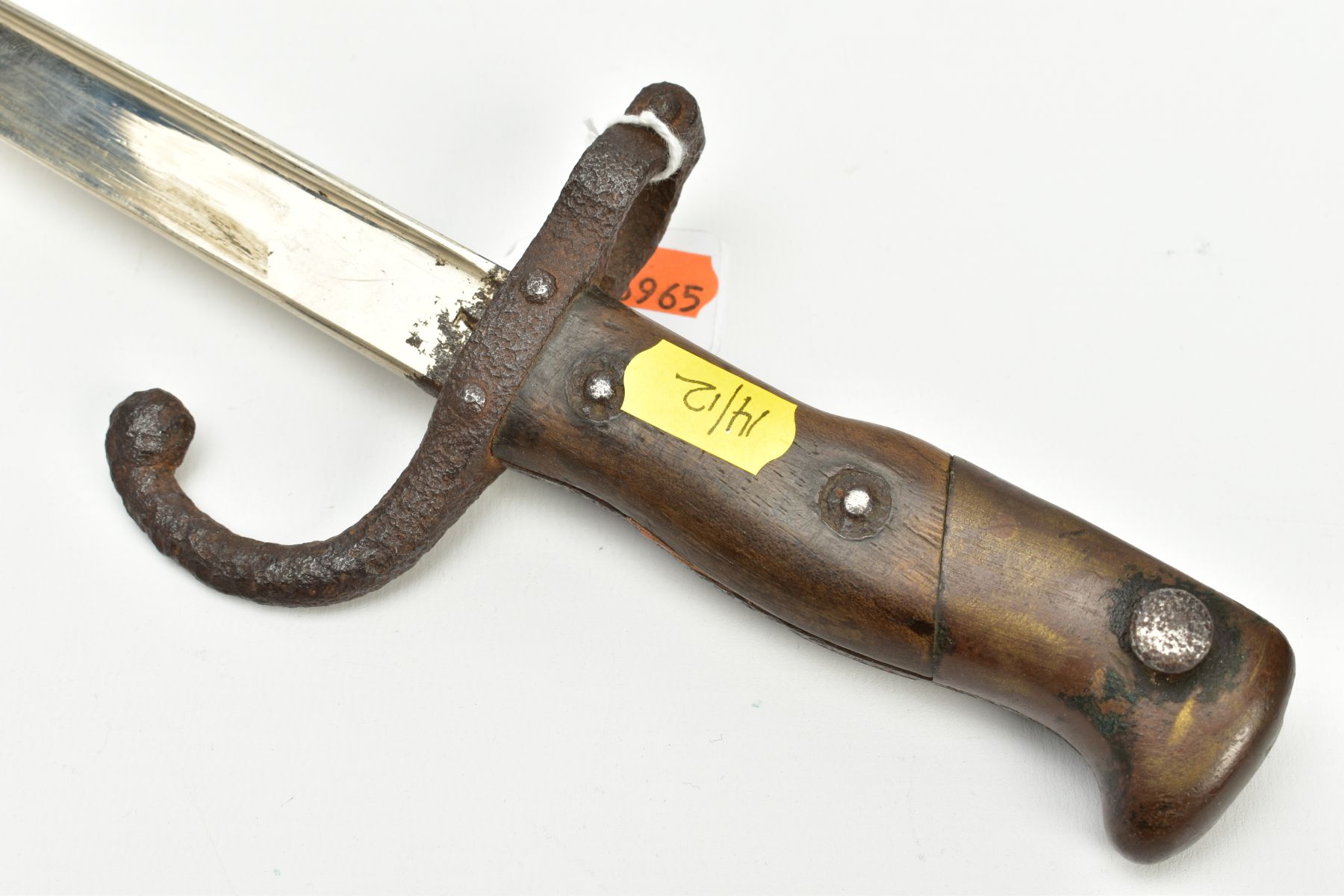 A FRENCH T-BACK SWORD BAYONET for the M-1874 Gras French Rifle, top of the blade is marked 'M-de- - Image 2 of 5