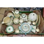 A BOX OF GRAYS POTTERY AND ROYAL DOULTON, the Grays pottery handpainted with dandelion clocks/seed