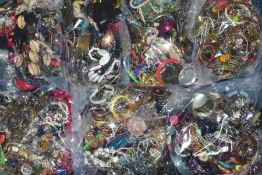 SEVEN BAGS OF ASSORTED COSTUME JEWELLERY