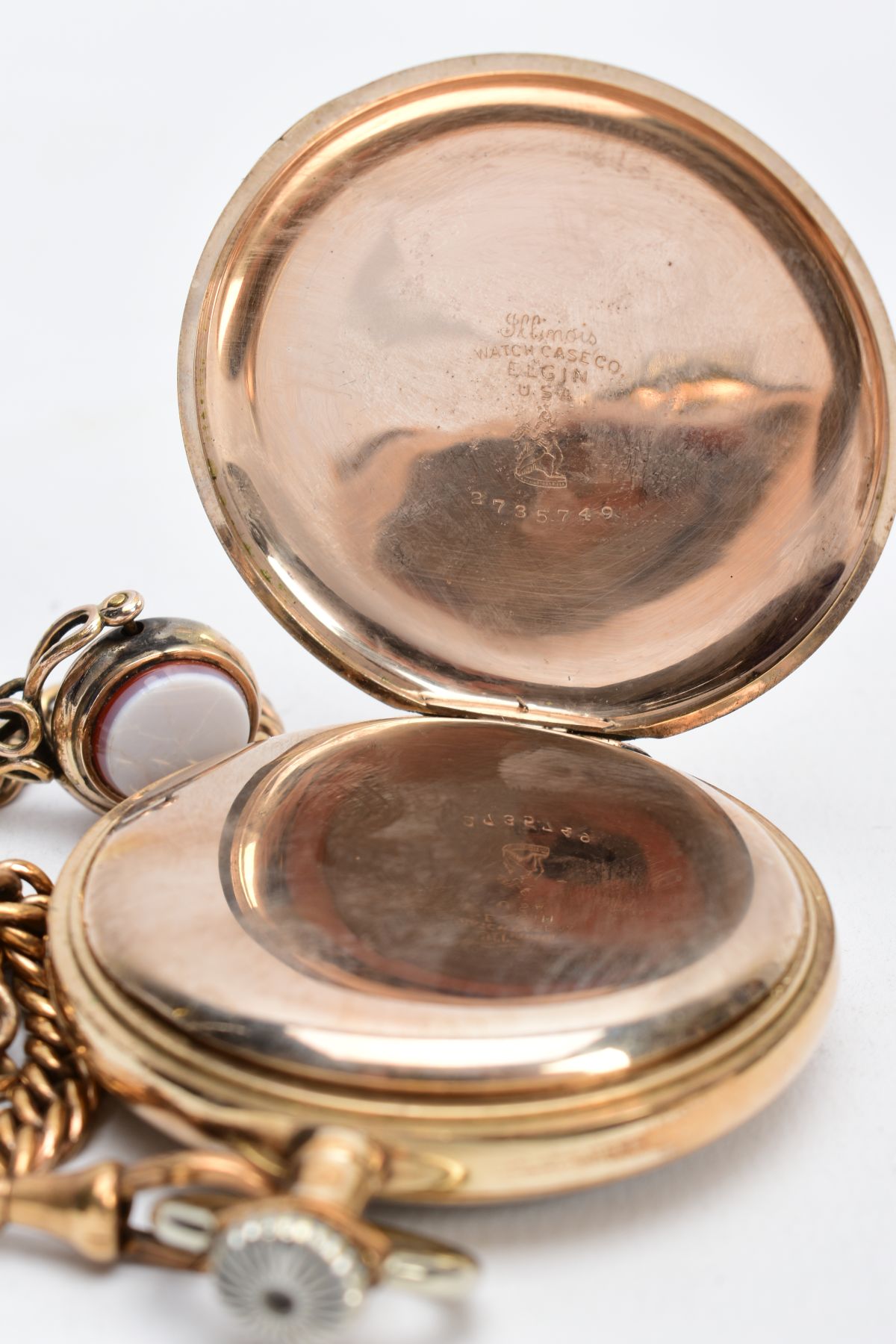 AN OPEN FACED GOLD PLATED OMEGA POCKET WATCH, white dial signed 'Omega', Roman numerals, seconds - Image 5 of 7