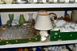 FOUR BOXES AND LOOSE CERAMICS AND GLASS etc, to include Royal Doulton 'Juno', 'Pastorale' and '