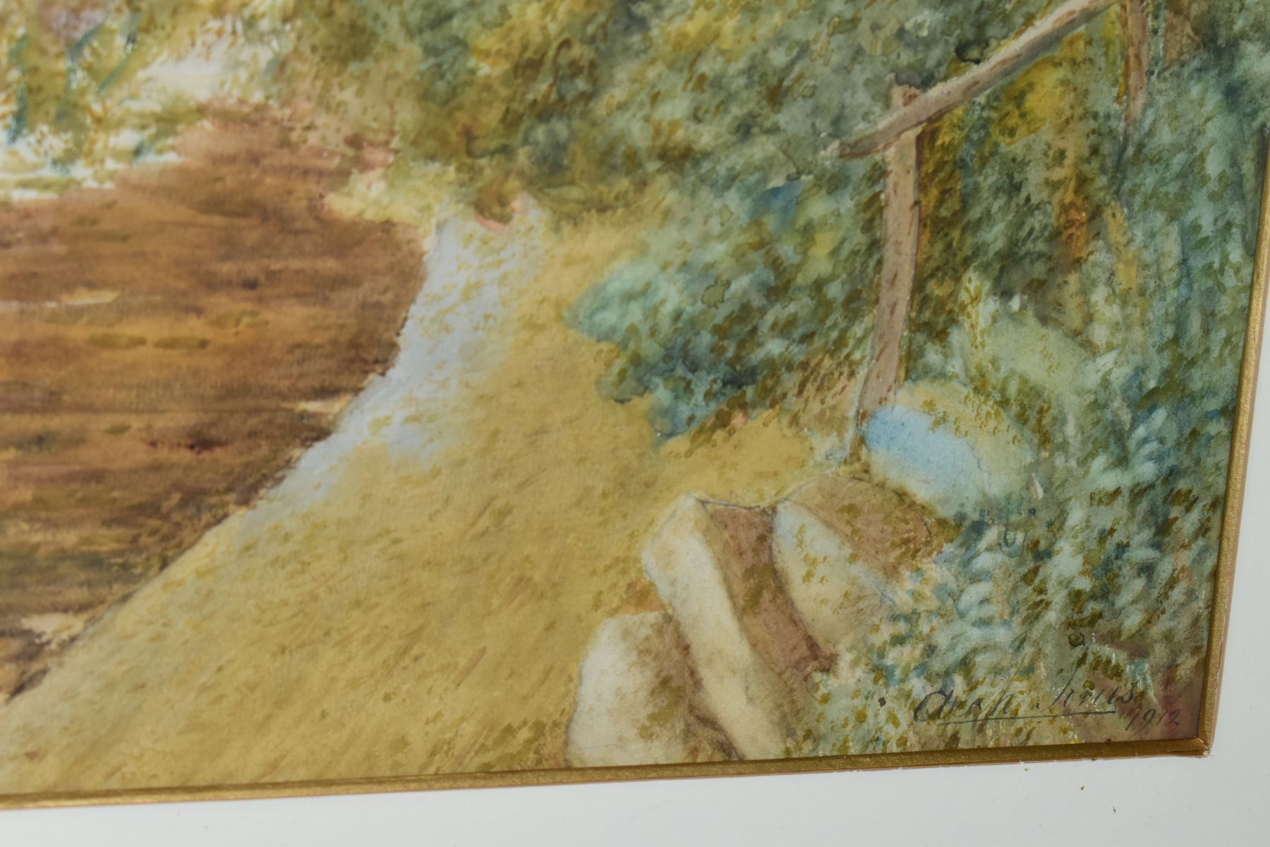 FIVE WATERCOLOUR PAINTINGS, comprising three Archibald Jones landscapes, signed and dated 1912, - Image 3 of 6