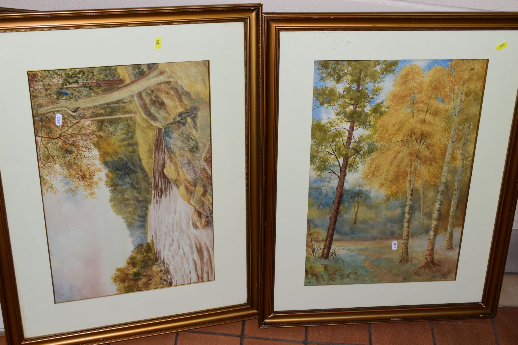 FIVE WATERCOLOUR PAINTINGS, comprising three Archibald Jones landscapes, signed and dated 1912, - Image 5 of 6