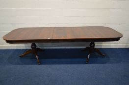 A WILLIS AND GAMBIER LOUIS PHILLIPE CHERRYWOOD FRENCH EXTENDING TWIN PEDESTAL DINING TABLE with