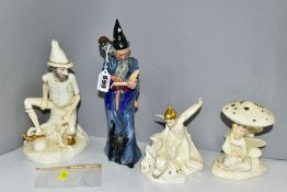 FOUR ROYAL DOULTON FIGURES 'The Wizard' HN2877, and three from the Enchantment collection, '
