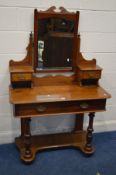 AN EDWARDIAN MAHOGANY DUTCHESS DRESSING TABLE with four drawers width 100cm x depth 47cm x height