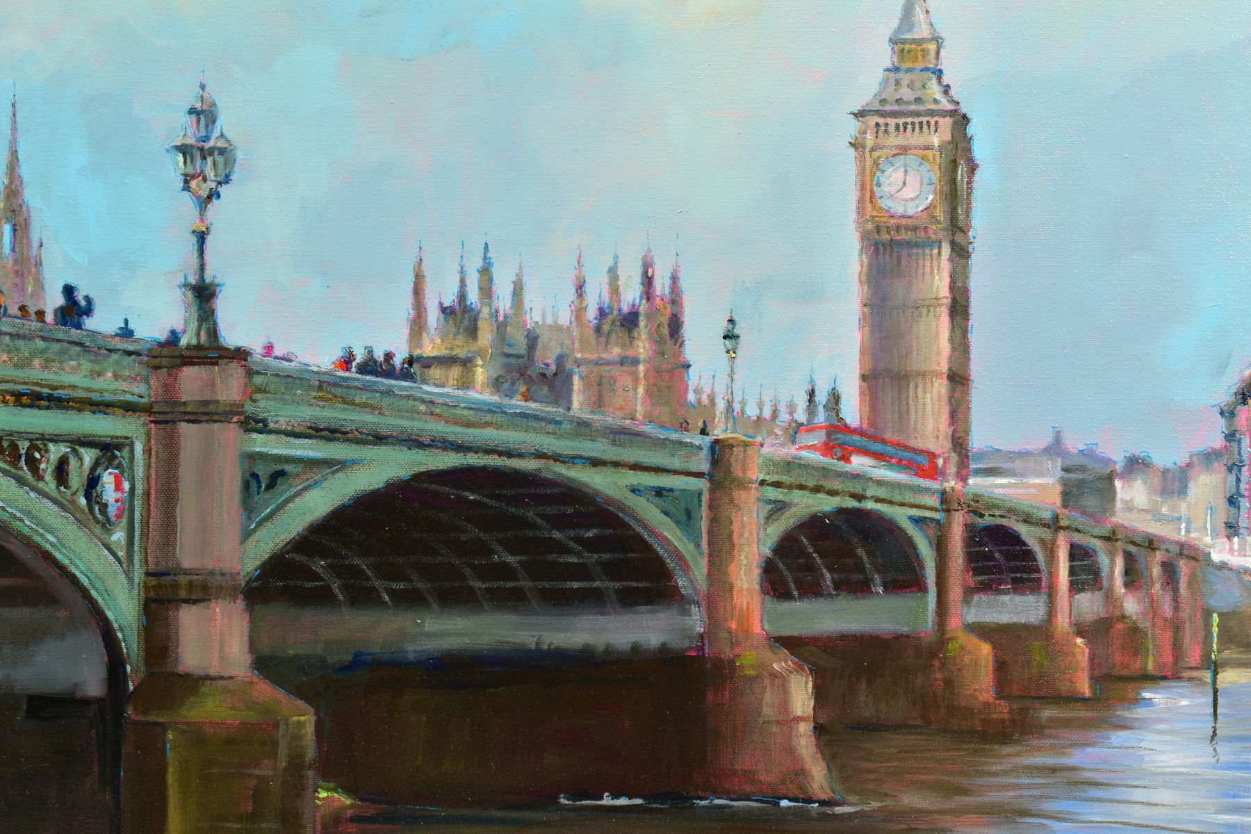 HILARY BURNETT COOPER (BRITISH CONTEMPORARY) 'WESTMINSTER BRIDGE', a London view across the - Image 2 of 6