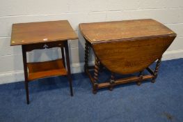 AN EDWARDIAN ARTS AND CRAFTS MAHOGANY RECTANGULAR OCCASIONAL TABLE width 60cm x depth 49cm x