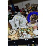 TWO BOXES OF ASSORTED CERAMICS AND GLASS, ETC, to include Poole coffee set with four cups,