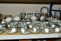 A WEDGWOOD ASIA PART DINNER SERVICE, comprising twelve teacups, thirteen saucers, six coffee cans