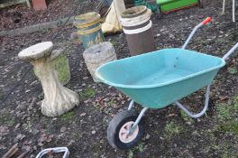 TWO VINTAGE CHIMNEY POTS 70cm high a composite stand in the form of a tree trunk 68cm high two