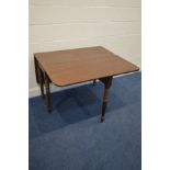 A 19TH CENTURY MAHOGANY GATE LEG TABLE open length 140cm x closed length 46cm x depth 107cm x height