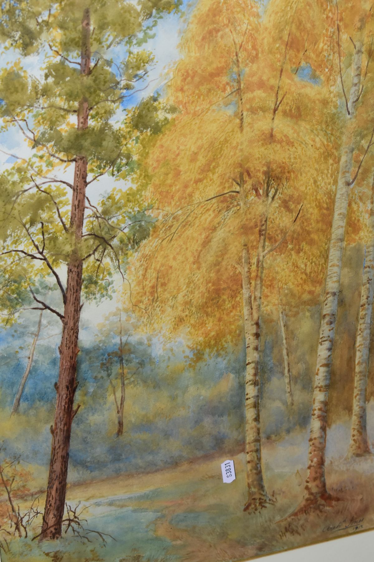 FIVE WATERCOLOUR PAINTINGS, comprising three Archibald Jones landscapes, signed and dated 1912, - Image 6 of 6